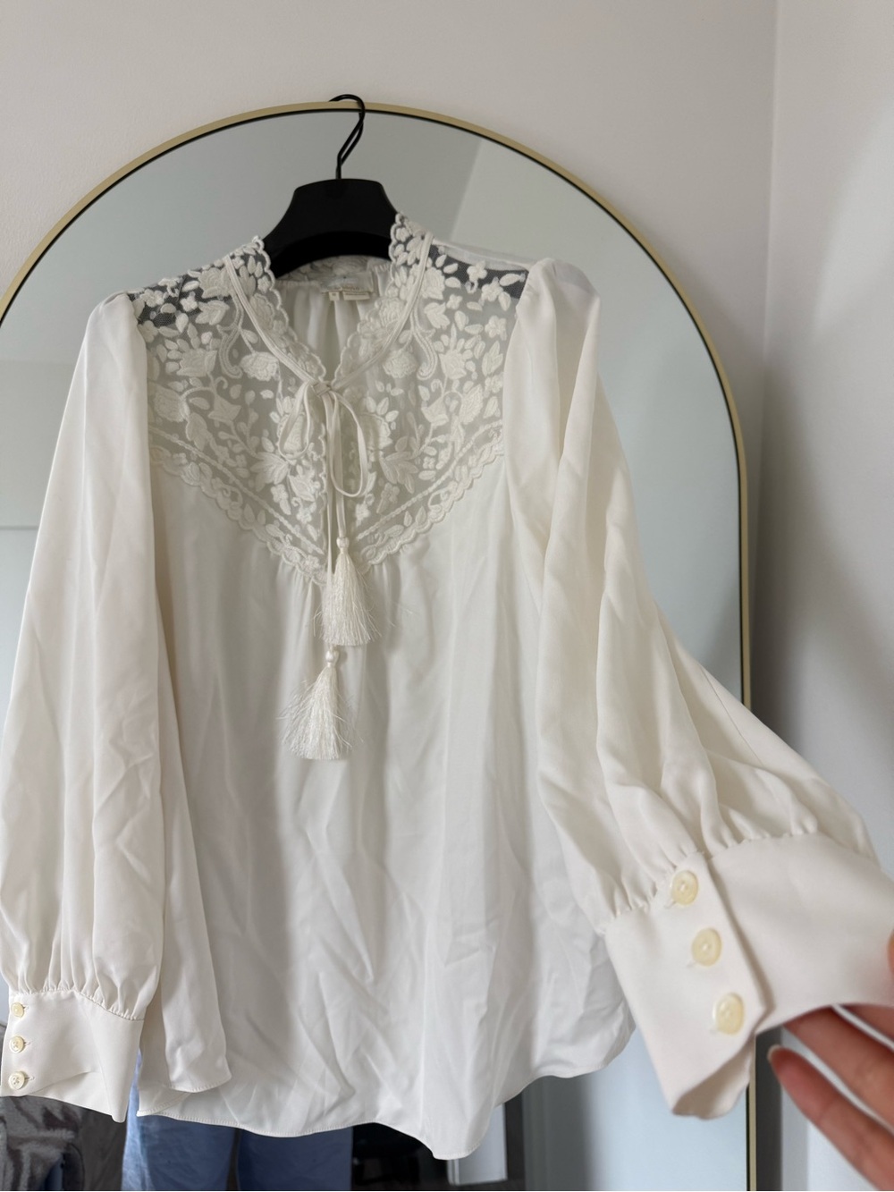 Kate Spade New York Embroidered Lace Tassel Blouse